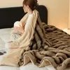 Cobertores Luxo Faux Lã Cobertor Duplo Outono Inverno para Cama Sofá Viagem Veludo Classe A Pelúcia de Alto Peso