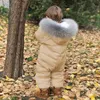 Baby Overalls Down Jacket Kids Boy Jumpsuits Toddler Girl Clothes Snow Suit Winter Coat Thick Infant Overcoat TZ305 231225