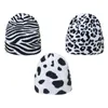 Berets Trendy Cow Leopard Print Knitted Hat Thick Casual Fall Winter All-match