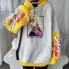 Jojo bizarre aventura anime haruku hoodies gótico legal giorno giovanna dos desenhos animados dos homens inverno oversized camisolas de manga longa