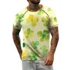 T-shirt da uomo 2023 St. Patrick Raglan T-shirt retrò a maniche corte girocollo Top trifoglio stampato morbido e traspirante