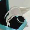 Tifanism Populära lyxdesigner Armband S925 Sterling Silver Armband Wide Edition Smooth Face Large Band One Size Open T Home Design Win With Original Box