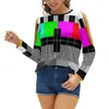 Kvinnors T-skjortor Kalibrering Testkort TV-bildskärm Film Video Geek Woman's T-shirt Spring och Summer Printed Crew Neck Pullover Top