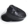Berets moda renda malha fio chapéus para mulheres menina vintage preto denim/pu plana topo sboy bonés feminino elegante curto borda chapéu de sol