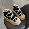Designer Vintage Sneakers High-top Casual Furry Womens Leather Thick Soled Platform Winter Fleecing Calfskin Canvas Shoes