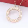 Designer Circle Necklace Luxury Jewelry Gold Silver Double Ring Two Rows Diamond Pendant Mens Woman Love Pendant Halsband S9PA#