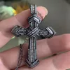 Hip Hop Retro Cross Pendant Fashion Jewelry 925 Silverblack Gold Fill Lucky Women Wedding 5a White Clear Cz Diamond Chain Necklac296o