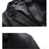 Mäns läderhuddräkt Autumn Högkvalitativ stor storlek Artificiell läderjacka/Business Men's Windproect Jacket S-4XL 231226