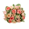 Decorative Flowers Faux Silk Cloth Elegant Artificial Rose Hydrangea Bouquet For Wedding Arrangement Bridal Centerpiece A