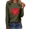 Women's T Shirts Fashion Valentine's Day Love Print Round Neck Long Sleeve Top Shirt Plain Women Womens Work Out Pack