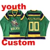 Youth Kids Mighty Ducks Movie Hockey Jersey #96 Charlie Conway #99 Adam Banks #66 Gordon Bombay #33 Greg Goldberg Jerseys sydd White Gree