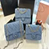 Сумка из розовой сумки мини -банд банд банд -бабочки синий джинсовый холст женский дизайнерский дизайнерские сети пакеты 3 размера лопаток алмазной подарочная решетка с коробкой высококачественная маленькая