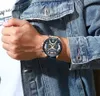 CURREN Mannen Horloges Topmerk Luxe Blauw Lederen Chronograaf Sport Horloge Voor Mannen Mode Datum Waterdichte Klok Reloj Hombre 231225