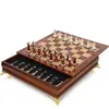 Deluxe Classic Chess Set Wood Chessboard Metal Imitation Jade Pieces 231225