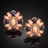 Gorgeous Flower Crystal Coral Color Stone Earring Studs Charms Accessories Dark Blue Ornament Female Large Earrings Z5X569 Stud283v