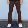 2023 mode Männer PU Leder Hosen Vintage Slim Fit Gerade Hosen Frühling Herbst Casual Streetwear Skinny Hose Männlichen 231225