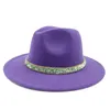 Wiertowe zespół fedoras kapelusz kobiety naturalny kolor unisex modny kościół Panama Woolen Jazz Cap Brim hurtowa 231226