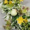 装飾花イースタースプリングリースカラー人工卵の花の玄関現実的なパーティー飾り緑の葉の吊り装飾品目