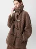 Płaszcz damski dla kobiet zima 2023 Koreańska moda luźna wełniana mieszanka kurtki grube ciepłe ubranie luksus