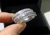 Choucong marca nova espumante jóias de luxo 925 prata esterlina completa princesa corte whte topázio cz diamante festa feminino casamento banda r5231519