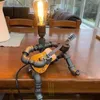 Steampunk Water Pipe Lamp Retro Creative Bedroom Desk Led Night Iron Guitarist Home Decoration Industrial 231225