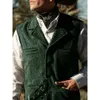 Gilet da uomo senza maniche in lana a spina di pesce da sposo in denim occidentale Steampunk slim fit