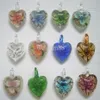 10 stuks lot veelkleurige hart murano lampwork glas hangers voor diy ambachtelijke mode-sieraden cadeau PG012294