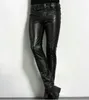 Spring Fashion Men's Rock Style Pu Leather Pants Faux Leather Slimfit Motorcykelbyxor 231225