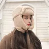 女性爆撃機の帽子パイロットトルーパーキャップメンズフェイクカシミアハットロシアのウシュハンカイヤーフラップウォームキャップ冬の雪の帽子231225
