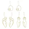 3 par Artsy Abstract Lady Breast Statement Hoop Earrings Kit Hollow Wire Outline Female Body Boob Earrings Kit Jewelry1328a