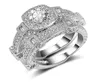 Set di 2 anelli con impostazioni a 4 punte, in oro bianco 18 carati, coppia di anelli, gioielli da donna, uomo, matrimonio, accessori da sposa, taglia 6 7 8 927628821