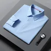 Men's Dress Shirts 2023 Bamboo Fiber Long Sleeve Men Regular Fit Microfiber Material Non-iron Professional Casual Pure Colors