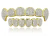 Top Quality 18K Oro Argento Colore Hip Hop Rapper Grillz Lusso Glaring Zircone Diamanti Denti Griglie superiori e inferiori per Uomo Donna5986498