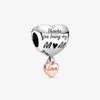 Nowy przyjazd 100% 925 Sterling Silver Love You Mom Serce Charm Fit Fit Oryginał Europejska Bransoleta Modna Akcesoria 2377