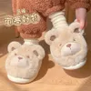 Mignon dessin animé ours en peluche enfants coton pantoufles filles hiver intérieur en peluche isolation bébé tout compris chaussures à talons 2024 231226