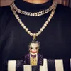 Moda Iced Out Grande Cartoon Clown Collana con pendente Cosplay Collana Hip Hop da uomo Gioielli 76cm Catena cubana in oro per uomo Donna238L