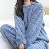 Women Warm 2 Piece Sets Thicken Velvet Ribbed Fleece Set Pullover and Pants Casual Pajama Sets Women Autumn Winter 231226
