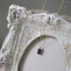 Pendentif Colliers RHYSONG Vinatge Naturel Carré Pierre Lapis Lazuli Charme Collier 316L En Acier Inoxydable Clavicule Chaîne Pour Femmes Bijoux