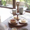 Platos japoneses Ins estante de exhibición de postres de madera sala de estar té de la tarde fruta banquete de boda mesa soporte para pasteles