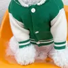 Hundkläder Pet Casual Baseball Suit Knit Autumn Warm Teddy Sweater Letter Brodery Clothes Open Button Shirt