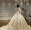 2024 Арабское свадебное платье Aso Ebi с v-образным вырезом и кристаллами из бисера Иллюзия с длинными рукавами и кружевными аппликациями Свадебные платья Платья Vestidos De Novia Casamento Customed