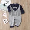 Född baby Romper 2023 faller långa ärmar bowtie stil flicka kläder liten mild man spädbarn brud jumpsuits 231225