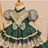 Robes d'été à pois verts pour filles, robe de princesse Lolita Vintage turque et espagnole pour anniversaire, vacances de l'aïd