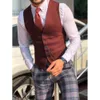 Gilet da uomo in tweed di lana da uomo per uomo d'affari, completo di un pezzo, gilet con scollo a V, smoking da sposa