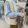 Gilet da donna Moda Gilet in pelo di agnello scamosciato marrone per donna con giacca in peluche davanti e dietro Pelliccia autunno inverno integrata