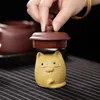 Purple Clay Handmade Tea Pet Cute Cat Stick Incense Holder Aroma Tea House Ornaments Home Decor 231225