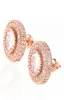 18k Guld Iced Out Shining Rose Gold Color Round Studörhängen för kvinnor Män Fashion Cubic Zirconia örhängen Luxur Designer1073580