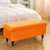 Chair Covers Solid Color Storage Stool Cover Elastic Velvet Bedside Ottoman Footrest Rectangle Piano Seat Slipcover Furniture Protector