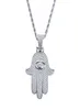 FashionHamsa main pendentif colliers pour hommes femmes main de Fatima diamants collier Judée arabe religieux protecteur bijoux réel go7104275