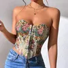 Women's Tanks Fancy Women Camisole Floral Sleeveless Strapless Vacation Tank Top Summer French Style Vintage Ladies Slim Tops Sexy Y2K